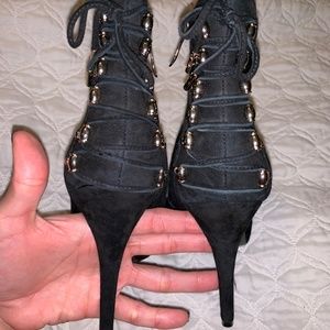 Guess by Marciano Black Corset Suede Booties